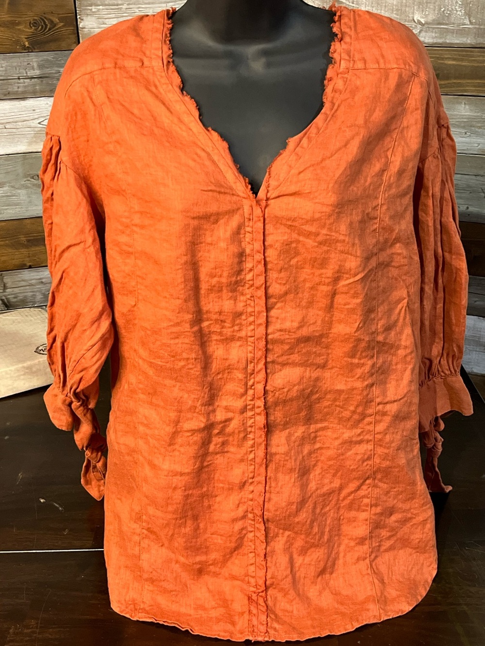 Holding Horses Anthrolopologie 100% Linen Tunic, Orange, Sz S